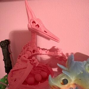 Pink pterodactyl Skeleton 3d printed Figurine